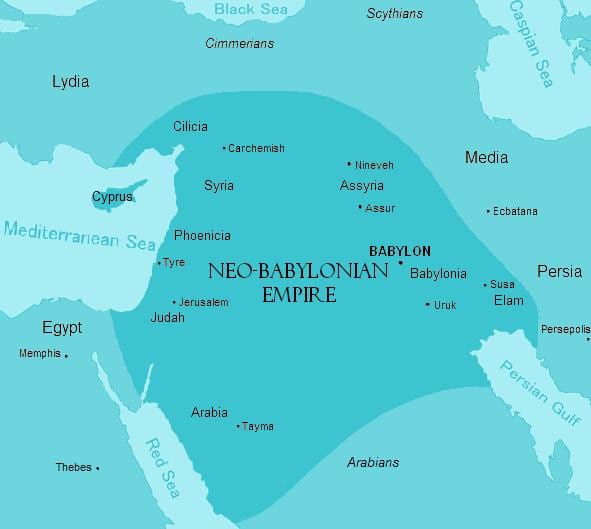 Map of Neo-Babylonian Empire, context for Mesopotamian gardens