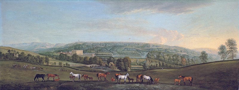 Georgian gardens, painting of Chatsworth